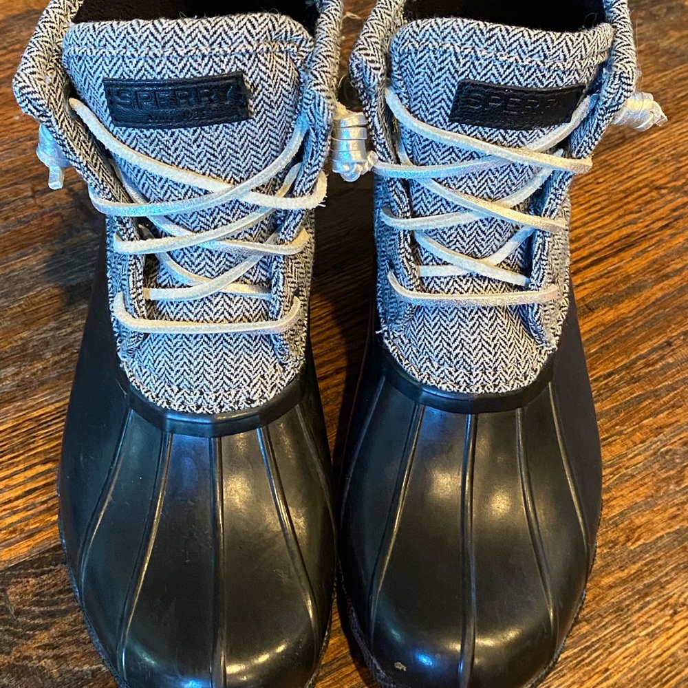 Sperry Top-Sider Duck Boot Black herringbone Girls Sz 2